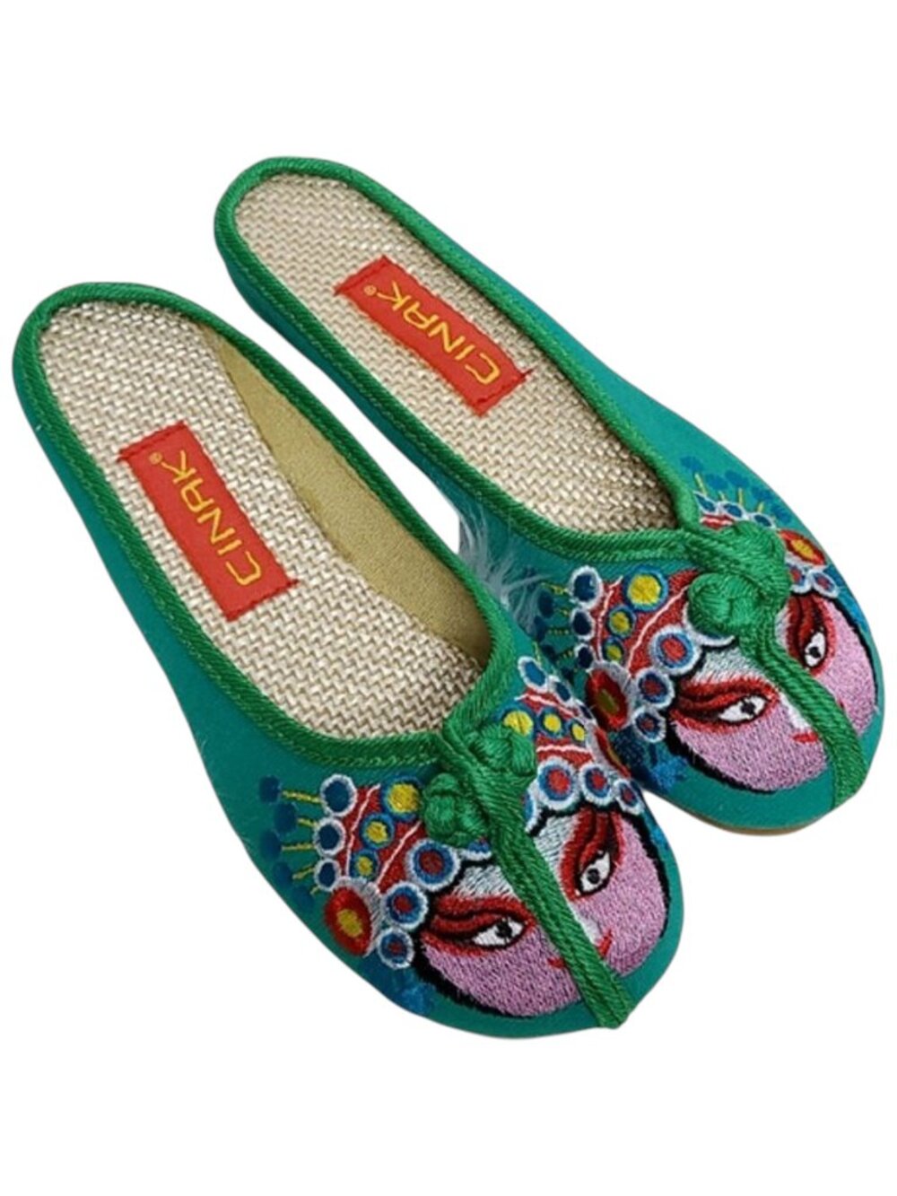 Green Embroidered Opera Flats | Backless Mules | Statement Piece